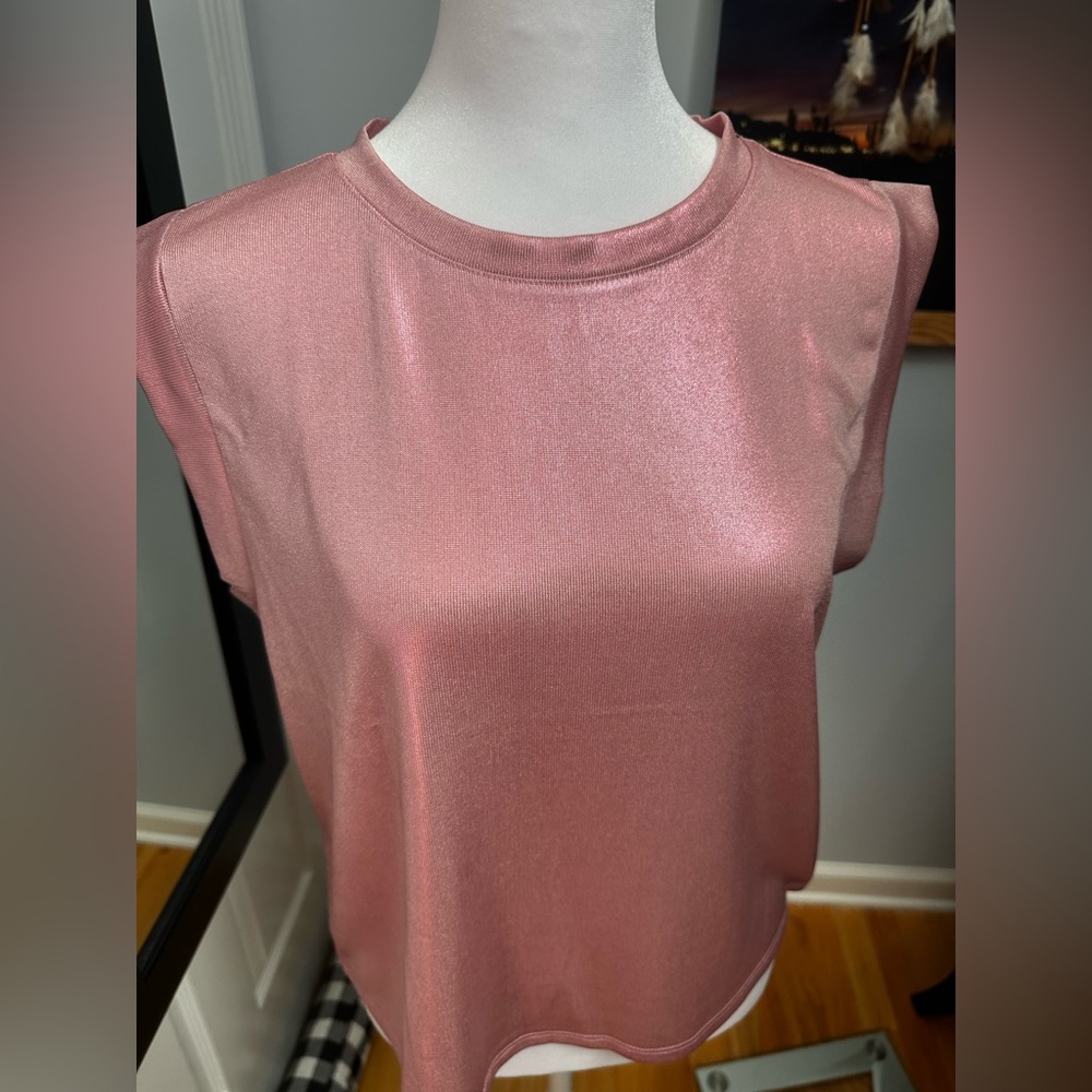 NWOT shimmer pale pink top